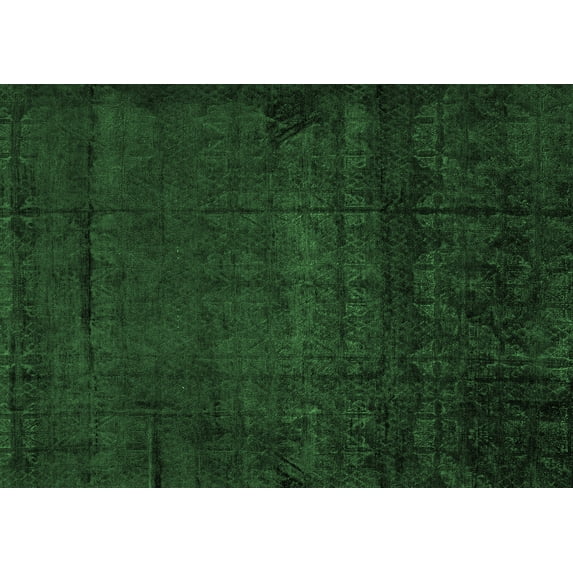 Ahgly Company Indoor Rectangle Abstract Emerald Green Modern Area Rugs, 4' x 6'