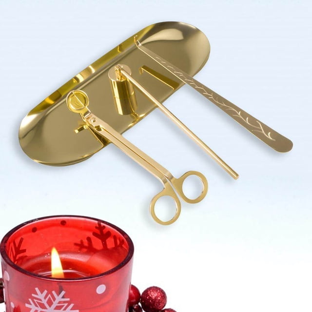serony 4 - 1 Stainless Steel Thanksgiving Candle Accessory Wick Snuffer Tool Accessory Set Extinguish Candle Trimmer Gold