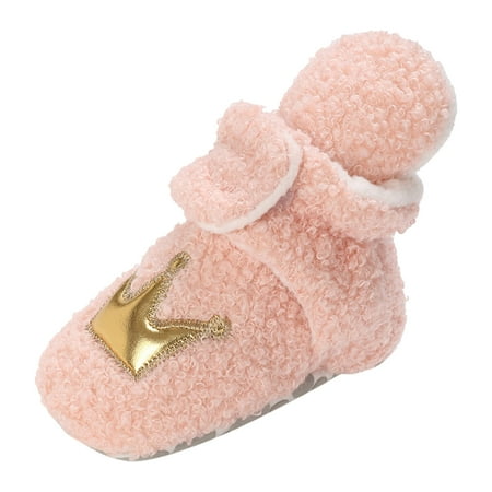 Kureaily Baby Boots Autumn And Winter Pattern Thickened Warm Cute Non Slip Shoes Baby by Shoes Booties for Babies 6-12 Months 12-18 Months