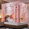 thumbnail image 1 of Cortinas de cama con dosel de cuatro postes de esquina con mosquitera en forma de U Ticfox Soporte de acero inoxidable 2.0x2.2m, 1 of 5