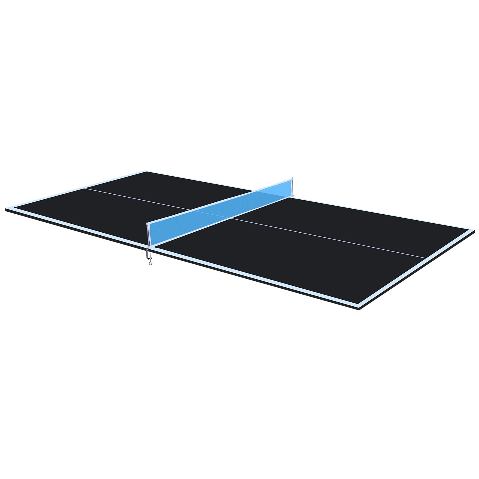 8ft Black Foldable Ping Pong Conversion Top, 12MM MDF Portable Table Tennis Top with Net & 12 EVA Pads, Single Side Upright for Indoor Games