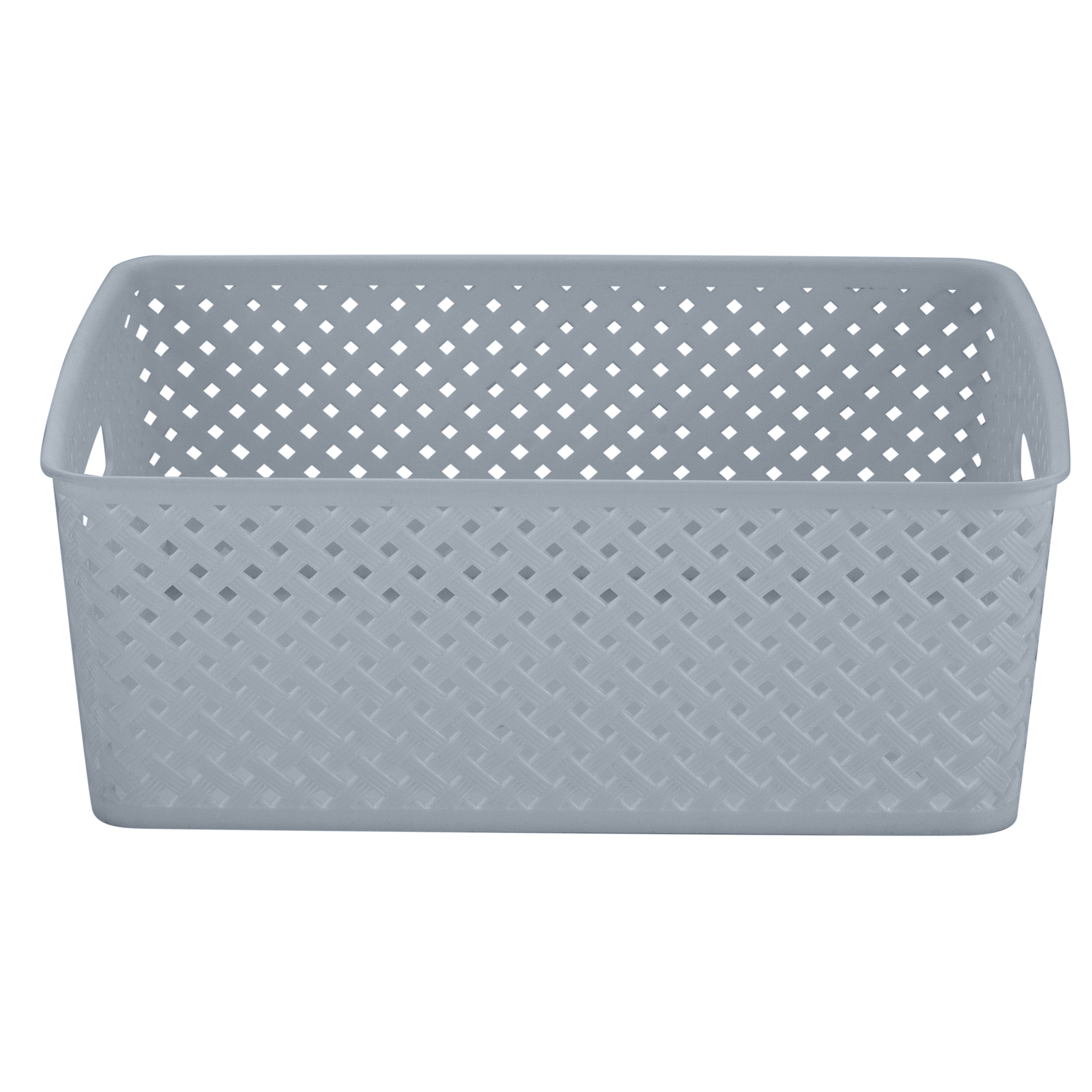 Simplify 2 Pack Medium Resin Wicker Storage Bin in Grey