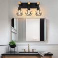 thumbnail image 2 of Luz de Tocador de Estilo Rústico de 3 Luces, Lámpara Industrial de Madera para Baño Sobre Espejo, Pantalla Metálica para Baño, Pasillo, Sala de Estar, 2 of 8