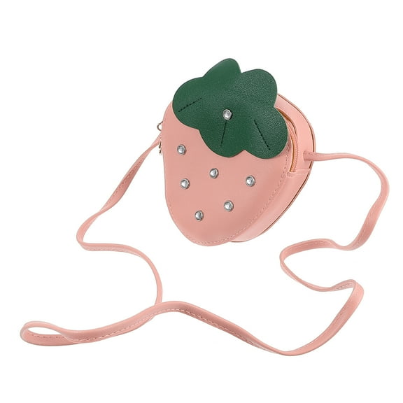 ETHZZLE Stawberry Shaped Purse Pink 1Pcs 5.7x4.7x2in