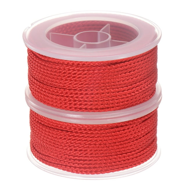 Unique Bargains 2 Packs Nylon Thread Twine Beading Cord 1.6mm Extra-Strong Braided Nylon Crafting String 16M/52 Feet, Red