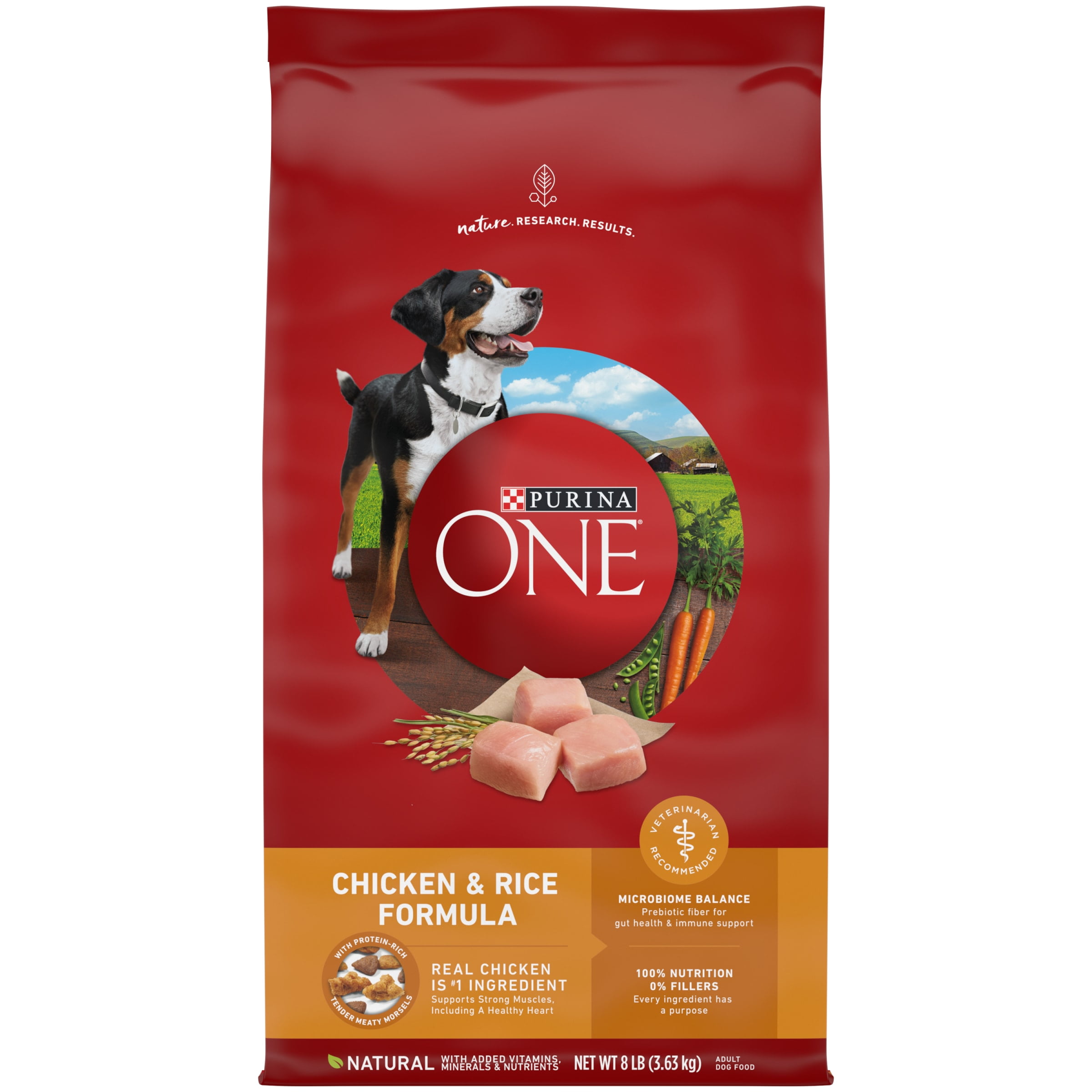 Purina One Dry Dog Food for Adult Dogs Chicken and Rice Formula, 8 lb Bag