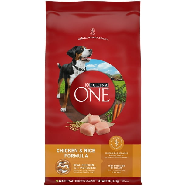 Purina One Dry Dog Food for Adult Dogs Chicken and Rice Formula, 8 lb