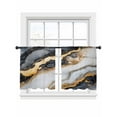 thumbnail image 2 of Black Golden Marble Semi Sheer Curtains 54 Inch Length 2 Panels Set, Modern Ink Painted Abstract Sheer Kitchen Curtain Privacy Voile Window Curtain for Living Room Bedroom Rod Pocket Drapes, 2 of 7