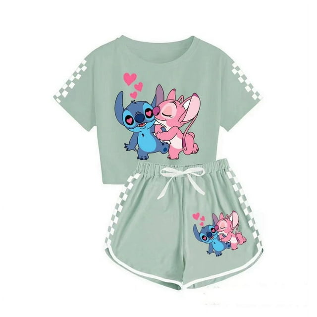 Stitch T-shirt Garçons et Filles Shorts Pyjamas de Sport Ensemble pour Enfants