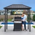 thumbnail image 3 of 5FT x 8FT Single Hardtop Iron-Roof Aluminum Frame BBQ Gazebo for Outdoor Cooking, 3 of 9
