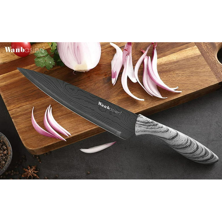 Wanbasion Purple Professional Kitchen Knife Chef Set, Kitchen Knife Set Stainless Steel, Kitchen Knife Set Dishwasher Safe with Sheathes