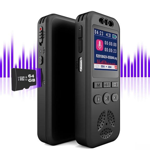 Digital Voice Recorder, 64GB Voice Activated Recording MP3 Player with Playback, Noise Reduction, 280hrs Recording Files Device, Support Password, Dictaphone Recorder for Lectures/Classes/Interview
