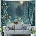 thumbnail image 4 of JEUXUS Deer in Snowy Winter Night Forest Whitetail Deer Photo Deer Art Deer Pictures Tapestry Painting, 4 of 6