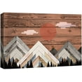 thumbnail image 3 of PixonSign Canvas Print Wall Art Woodblick Day Mountain Range Nature Wilderness Wood Panels Modern Art Contemporary Scenic Relax/Calm Multicolor Warm for Living Room, Bedroom, Office - 16x24, 3 of 5