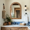 thumbnail image 2 of LuxenHome Natural Wood Frame Arch Rectangle Wall Mirror, 35.4” Tall Rustic Home Decor, 2 of 10