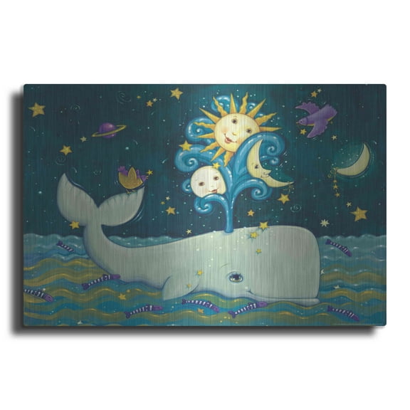 Luxe Metal Art 'Sunny Whale' by Viv Eisner, Metal Wall Art, 16"x12"