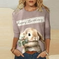thumbnail image 2 of Laipiong Happy Easter T Shirts for Women 2026 Novelty Rabbit Graphic Round Neck 3/4 Sleeve Tee Tops Holiday Family Match Gifts Classic Fit Tees, 2 of 4