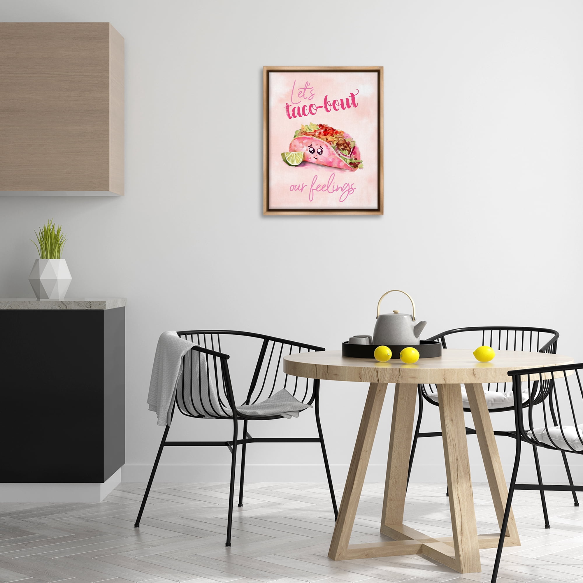 Stupell Industries Taco-Bout Our Feelings Novelty Painting Brown Floater Framed Art Print Wall Art, 17 x 21
