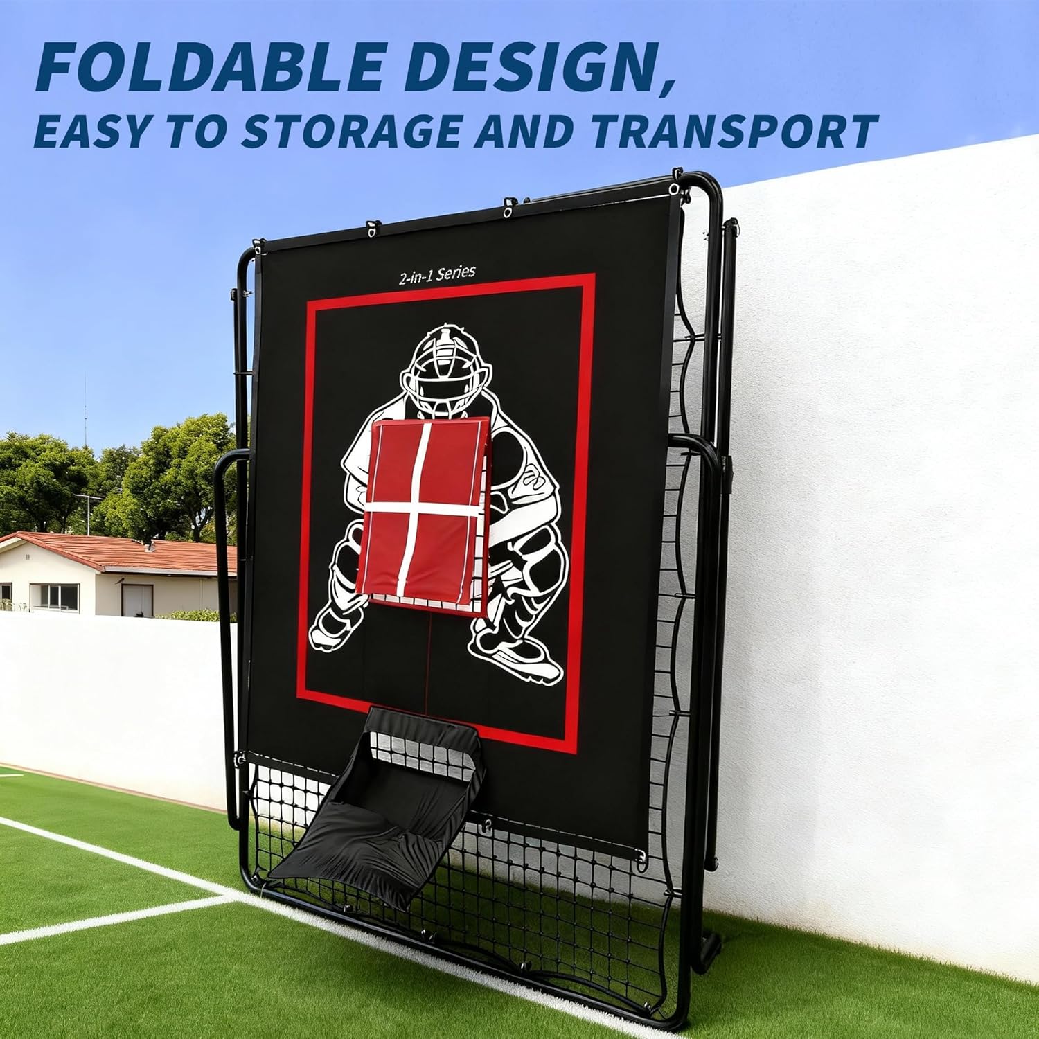 Riedhoff 2-in-1 Baseball Pitching Target and Rebound Net, 5 x 3.7 ft, Multi-color