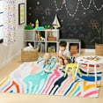 thumbnail image 3 of TOWN & COUNTRY PLAY Leta Zebra Stripe Kid's Washable Area Rug, Soft & Plush, Safe Non-Slip Backing, Bedroom Rug, Dorm Decor, Playroom & Classroom Rugs, Pink/Multi, 6'6"x9'2", 3 of 12