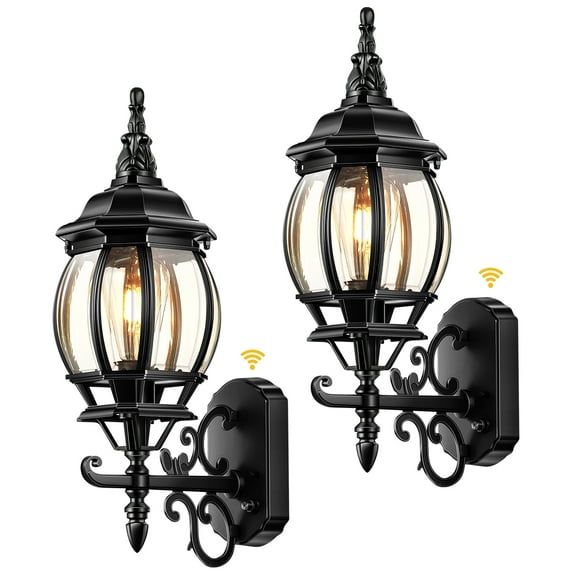 VIANIS Black Outdoor Light Fixture, 2 Pack Exterior Sconces Wall Lighting, Modern Outside Porch Lights for House Wall Mount, Dusk to Dawn Outdoor Lantern Light Fixture for Patio, Outside Garage Light