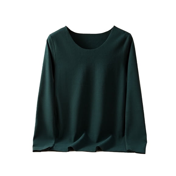 Minnieouse Ropa interior de fondo para mujer, lencería gruesa cálida para niñas, Tops de capa Base de cuello de manga larga de Color Ropa interior Verde negruzco METRO