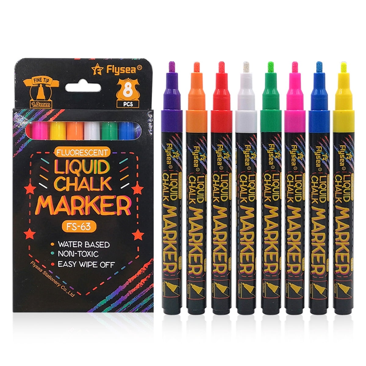 Pack De 3 Marqueurs Craie Blanc Chalkola - Effaçables à Sec Pour Tableaux Noirs