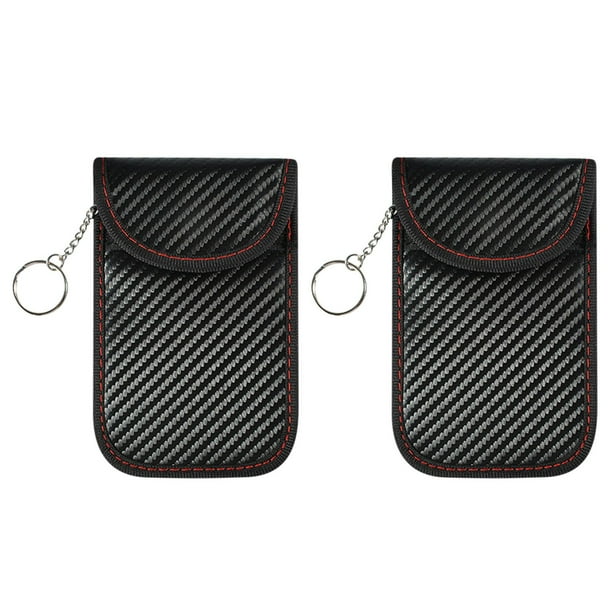 Bolsa protectora para llavero con bloqueo de señal RFID (paquete de 2) | Funda antirrobo para llaves de coche | Bloqueador de funda antipiratería para seguridad del vehículo | Material de fibra d