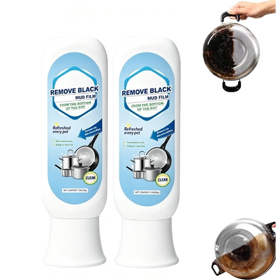 2 Pcs Black Stain Remover, Powerful Grease & Grime Cleaner For Pots & Pans, No Damage To Cookware For Kitchen & Stainless Steel Cookware(RL)