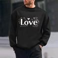 thumbnail image 4 of Mens Sweatshirt Love Heart Printed Fashion Valentines Pullover Tops Loose Fit Casual Holiday Couple Outfits (XL, Black #H), 4 of 6