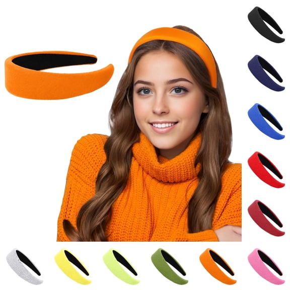 Bmisegm Headbands for Women Solid Color Wide Padded Fascinator Headband for Daily Home Use Hair Accessories Orange One Size