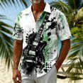 thumbnail image 2 of Mens Hawaiian Shirt Short Sleeve Button Down Shirts Music Symbol Printed Summer Regular Fit Beach Shirt Tops, 2 of 4