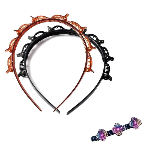 VANIDO Butterfly Clip Headband with Clips, 90s Headbands Bangs Professional Weave Toothed for Women Hair Hairstyle Plait Hairpin Girls Fashion Accessories Stylish and Versatile Hairstyles (2*ALL)