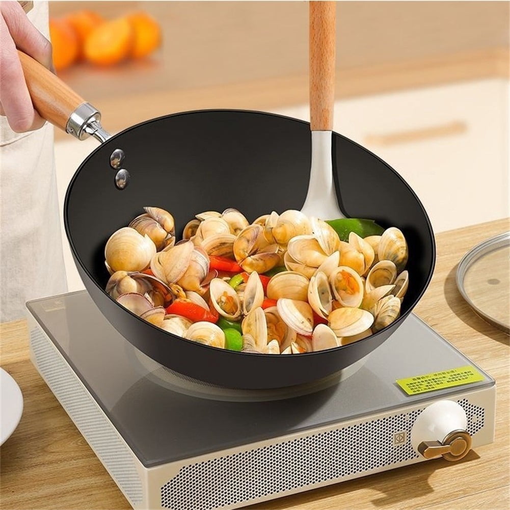 Non-stick Frying Pan for Flat Bottom Wok Iron Pots Kitchen Cookware With Glass Cover