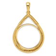 thumbnail image 3 of 14k Yellow Gold Tier Top Teardrop Prong Setting Coin Bezel Pendant Mounting - Fits 21.6mm, 3 of 4
