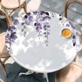 thumbnail image 3 of Round Table Cover 36-44 Inch Purple Eucalyptus Leaves Waterproof Reusable Table Cloth Round Fitted Vinyl Tablecloth with Elastic Edged for Parties Outdoors, Watercolor Summer Botanical, 3 of 9