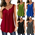 thumbnail image 4 of DYMADE Womens Henley V-Neck Casual Blouse Pleated Button Solid Tunic Shirt Top, 4 of 5