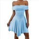 thumbnail image 2 of Vestido Corto de Cóctel con Hombros Descubiertos, Dobladillo Fruncido y Corsé Fruncido para Mujer Azul S, 2 of 10