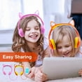 thumbnail image 4 of Olyre Cat Ear Kids Headphones Wired with Microphone,Safe 85db Volume Limited Children Headphones with RGB Dynamic Lighting and Share Function for Boys Girls for Kids Tablet Laptop Orange, 4 of 7