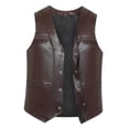 thumbnail image 4 of Chaleco de cuero de PU para hombre Chaleco para senderismo Pesca Deportes Viajes Novio , MarrÓn, Xl SG, 4 of 8