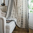 thumbnail image 5 of VOGOL Decorative Boho Curtains with Tassels, Cotton Linen Rod Pocket Brown Black Geometric Printed Window Treatment for Kitchen Bedroom, 59 x 63 Inches, 1 Panel, 5 of 7