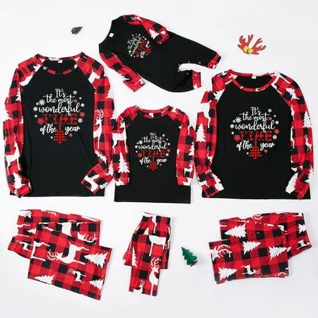 

Christmas Family Pajamas Matching Sets 2022 Christmas Plaid Outfit Cutes Print Matching Pjs Set Long Sleeve Outfits Sleepwear