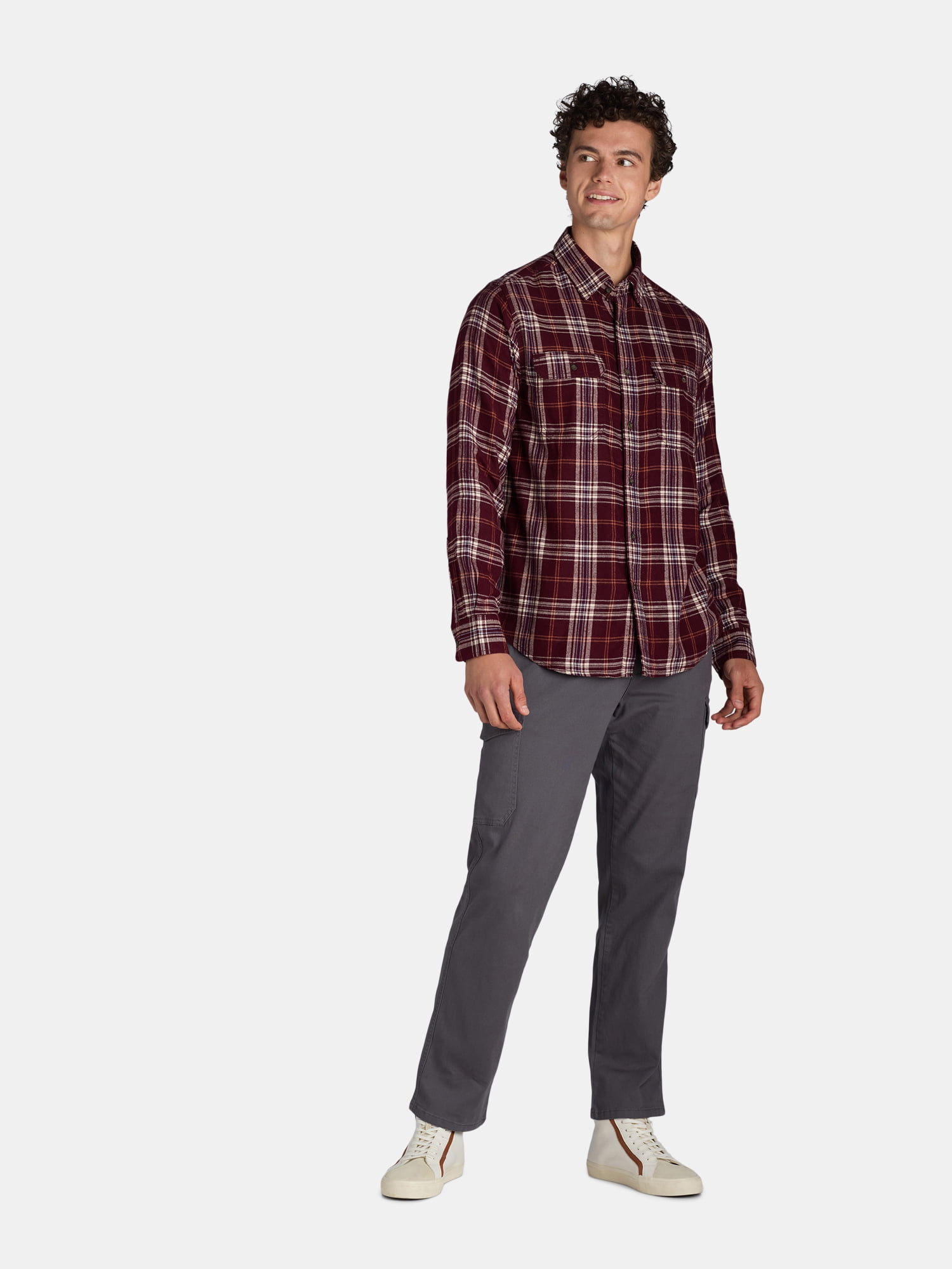 George Men's and Big Men's Flannel Shirt with Long Sleeves, Sizes XS-3XLT