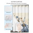 thumbnail image 2 of No Hook Cloth Fabric Shower Curtain with Snap in Liner, Fall Beige Pumpkin Waterproof Shower Curtains Set with See Through Top Window, Thanksgiving Eucalyptus Leaves Retro Bath Curtains 72"x84", 2 of 6