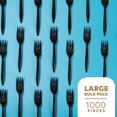 PLASTICPRO 1000 pcs Disposable Plastic Forks Bulk Pack Black Plastic
