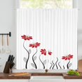 thumbnail image 2 of Red Flower Kitchen Curtains Set Watercolor Red Leaves Window Treatment Flower Floral Plant Botanical Cafe Short Curtains for Bathroom Dining Fall Tier Treatment Drapes 27.5(W) x36(H) Inch, 2 of 5