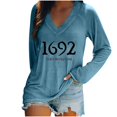 thumbnail image 2 of WXLWZYWL Halloween Sweatshirts for Women Long Sleeve Shirts V Neck Bat Pumpkin Ghost Witch Printed Loose Casual Pullover Tee Tops Hoodie Fall Clothes 2024, 2 of 3