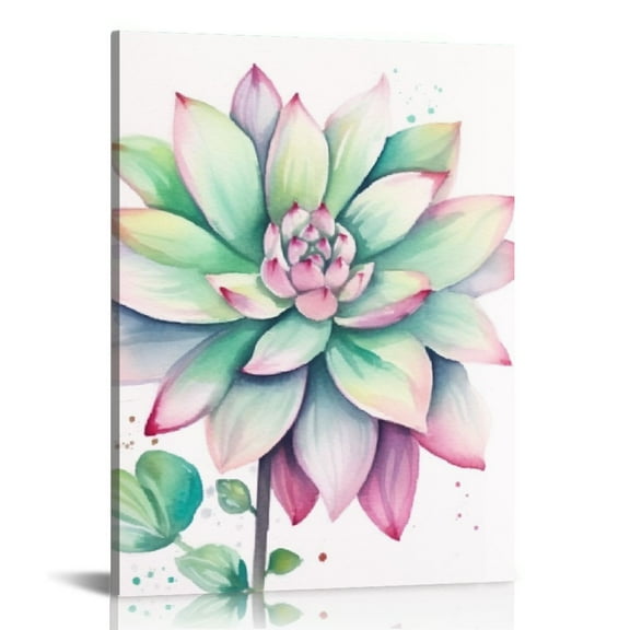 GOSMITH Succulent Wall Decor for Bathroom Mint Green Cactus Wall Art for Living Room Kitchen Accessories Nature Plant Wall Decor Tropical Botanical Leaf Canvas Pictures Bedroom Home Decorations