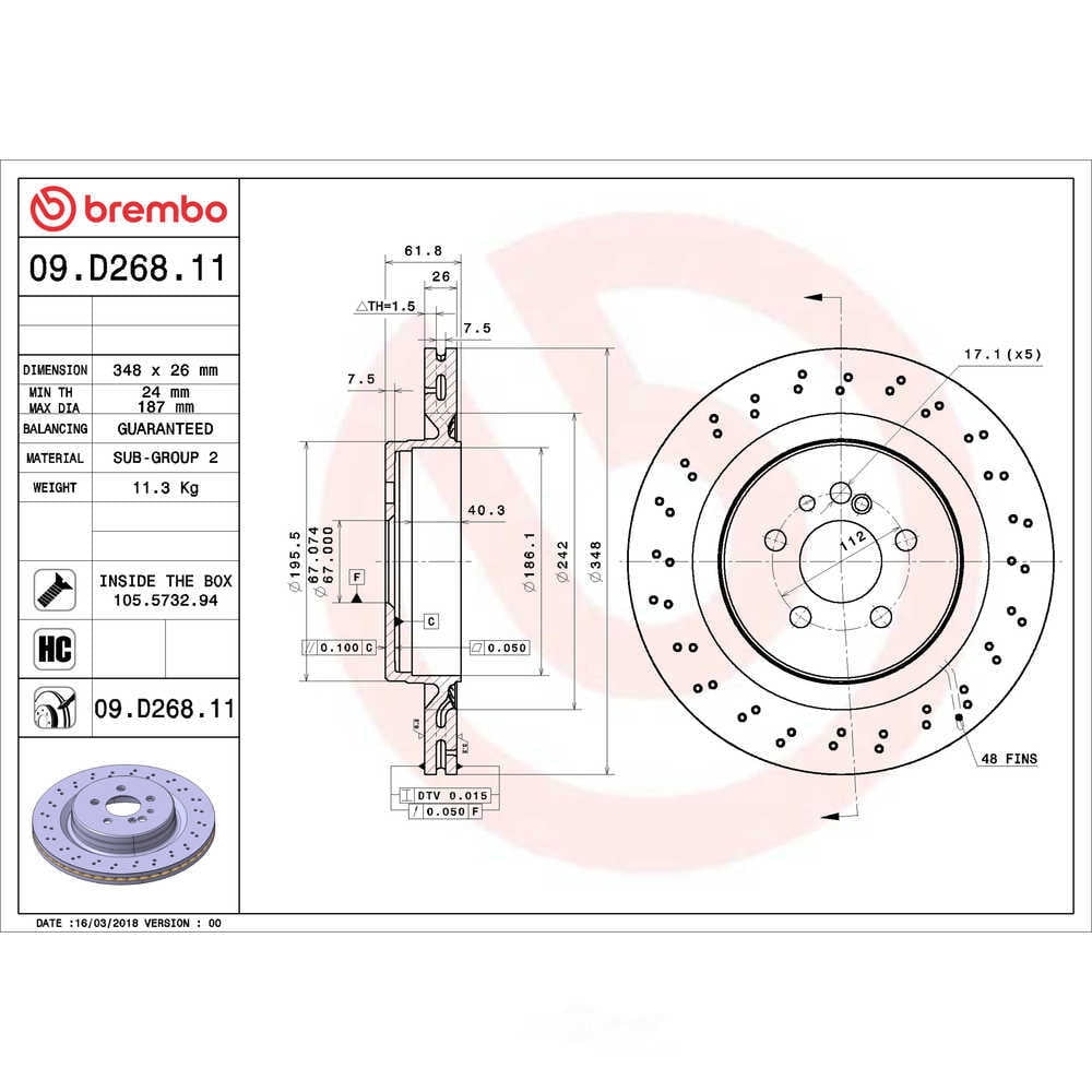 Brembo 09.D268.11 PRIME Disc Brake Rotor