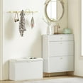 thumbnail image 2 of Demi Bonn 31" Shoe Storage Bench with Padded Seat & Flip-Drawer, Entryway Organizer for Home & Office, Compact Design, White, 2 of 7